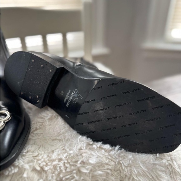 Black Leather Ankle Boots with Silver Buckle - Picture 5 of 5